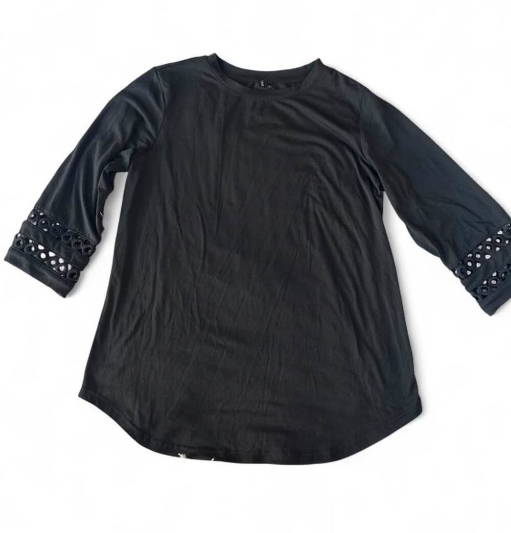 Automet Black Eyelet Sleeve Top Size L